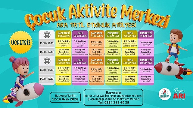 butun cocuklarimizi ara tatil etkinlik atolyesine bekliyoruz